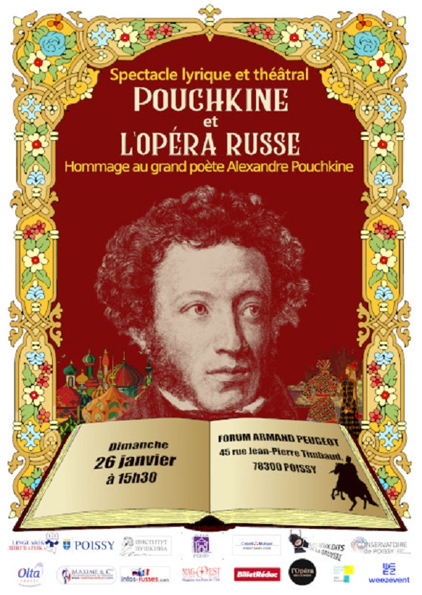 Affiche. Hommage des chanteurs français au grand poète russe Pouchkine et à l’opéra russe. 2020-01-26